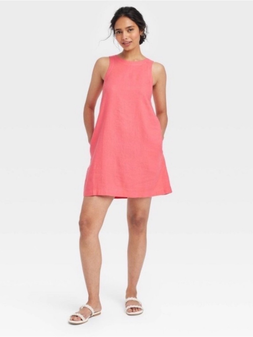 Sleeveless Linen Coral Shift Dress - A New Day